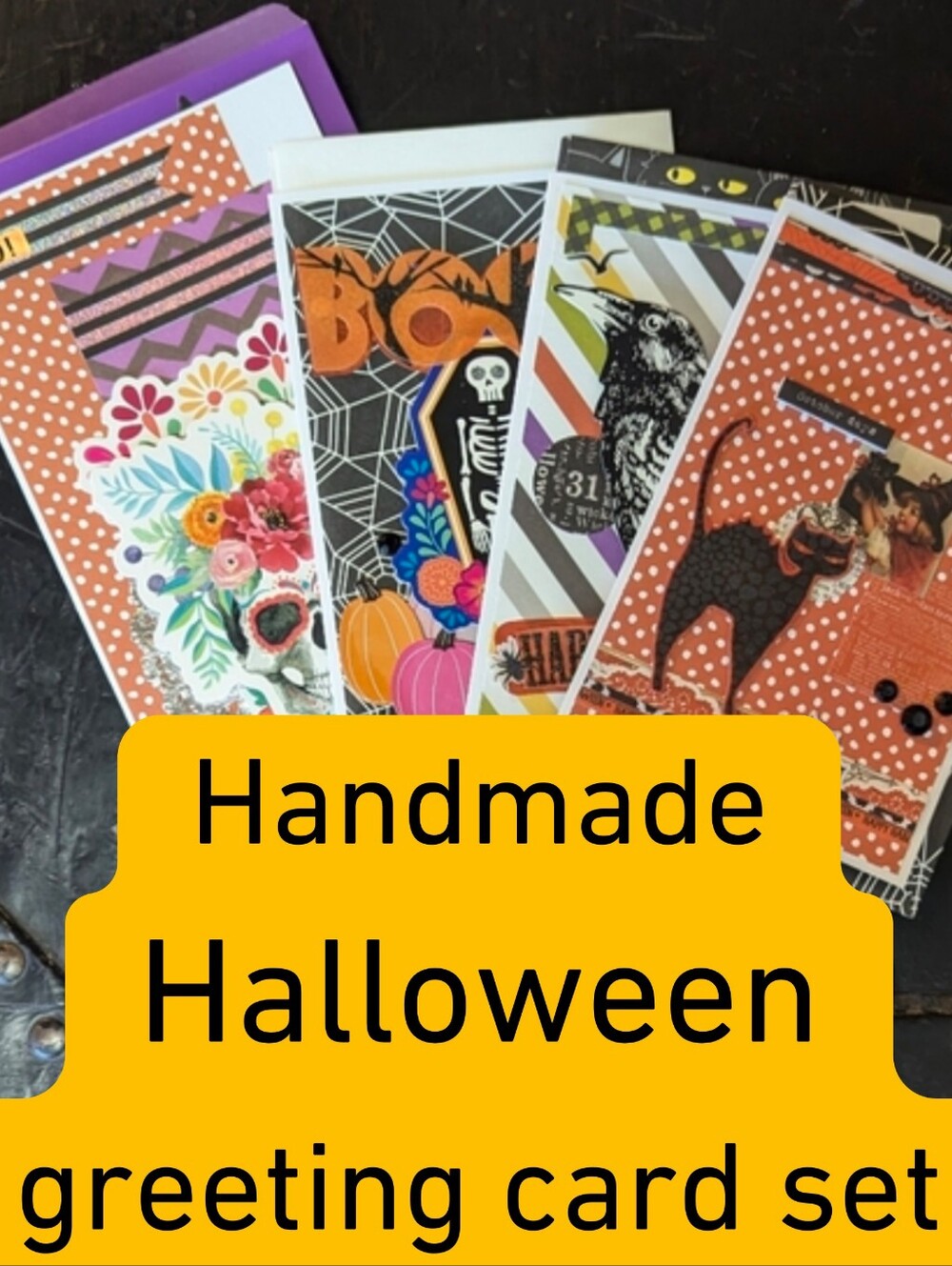 Halloween Set of 4 Handmade Greeting Cards Sale Bundle